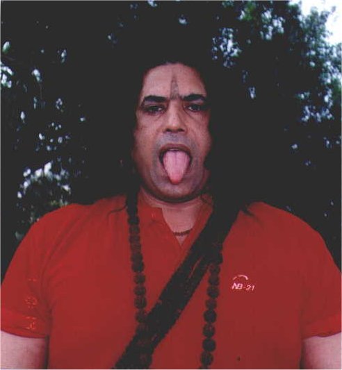 Yogiraj Shri Shailendra Sharma performing Khechari Mudra during Kriya Yoga practice